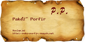 Pakó Porfir névjegykártya